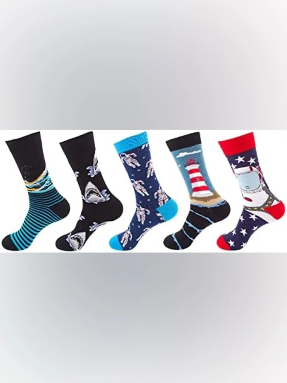 NWT Novelty Men's Crew Socks - Multi-Pattern 5-Pack